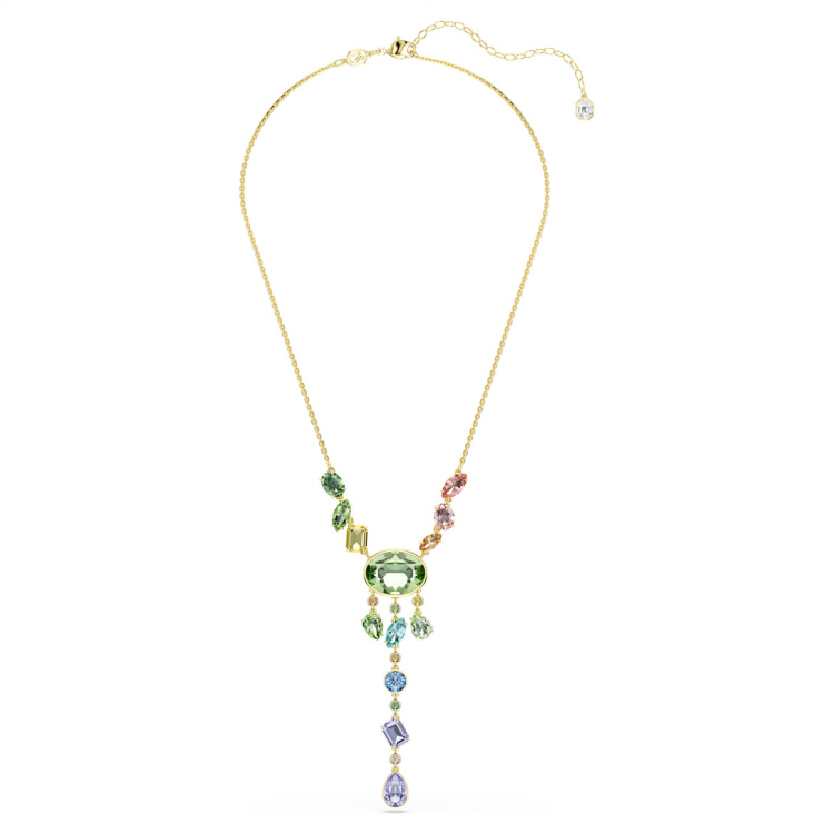 Gema Y necklace Mixed cuts, Multicolored, Gold-tone plated